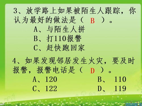 小學(xué)生安全知識競賽題ppt模板