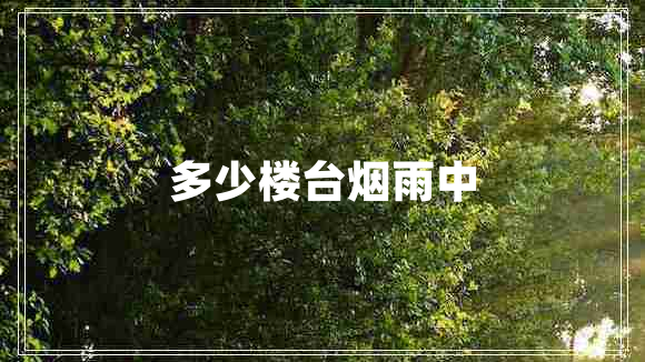 多少樓臺煙雨中