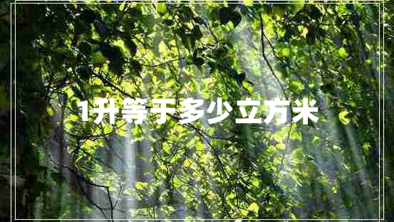 1升等于多少立方米 1升等于多少立方米