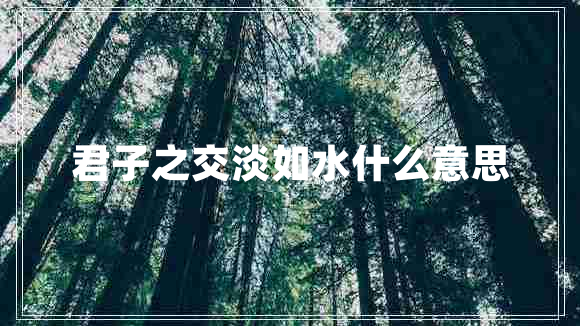 君子之交淡如水什么意思 君子之交淡如水什么意思
