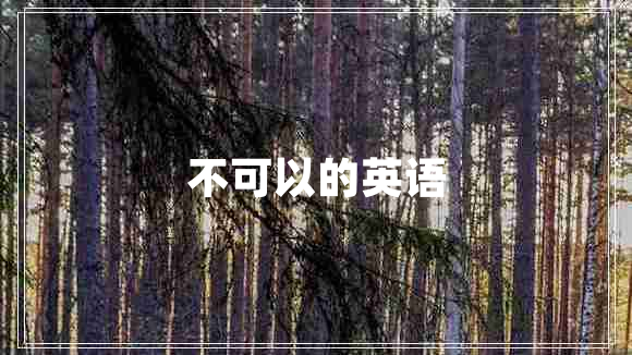 不可以的英語 不可以的英語