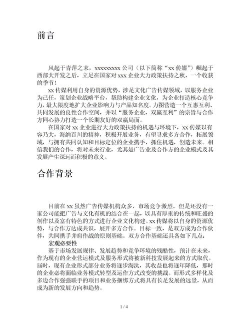 項(xiàng)目合作方案策劃書