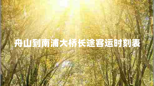 舟山到南浦大橋長途客運時刻表