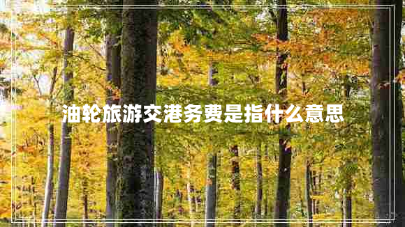 油輪旅游交港務(wù)費是指什么意思