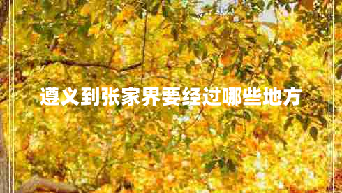 遵義到張家界要經(jīng)過哪些地方