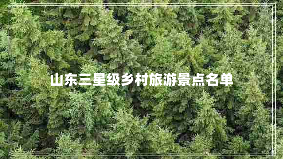 山東三星級(jí)鄉(xiāng)村旅游景點(diǎn)名單