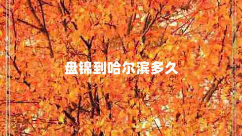 盤錦到哈爾濱多久 盤錦到哈爾濱多久