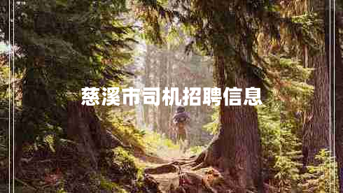 慈溪市司機招聘信息