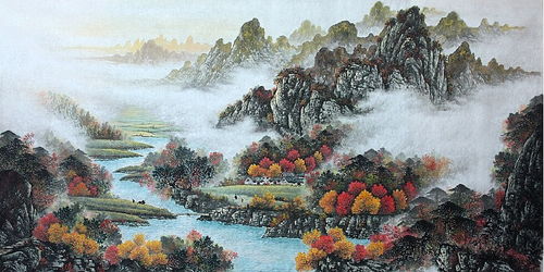 山水畫秋景題款古詩(shī)句