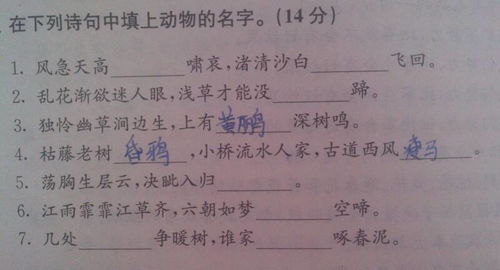 關(guān)于動物名字的詩句