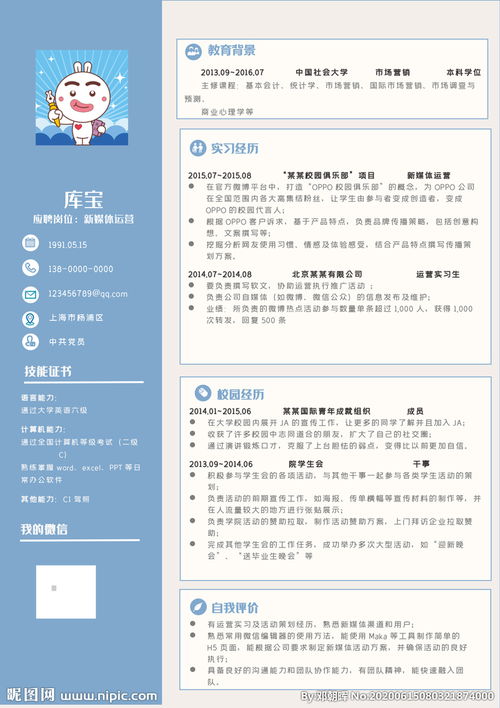 新媒體運營的簡歷模板(新媒體運營電子簡歷模板)