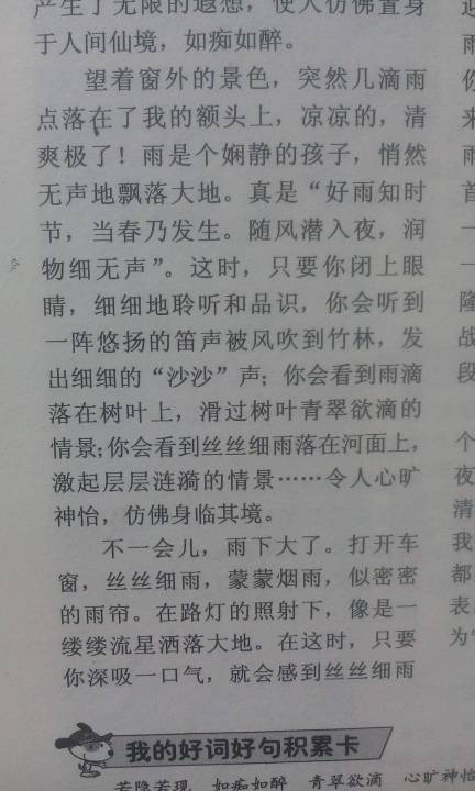 四級描寫雨景的作文開頭