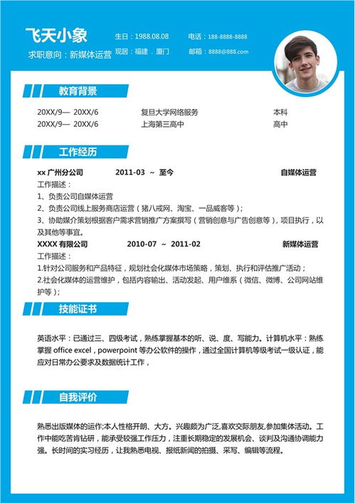 新媒體運營電子簡歷(新媒體運營電子簡歷)