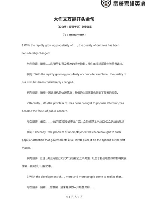 考研作文圖畫作文開頭