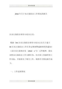 水污染防治規(guī)劃情況總結報告范文(水污染治理情況報告)