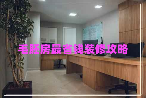 毛胚房最省錢裝修攻略