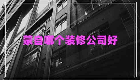 蒙自哪個裝修公司好