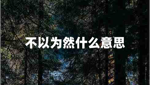 不以為然什么意思 不以為然什么意思