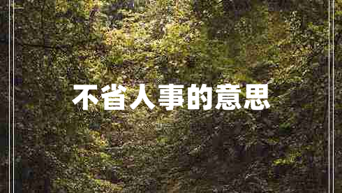 不省人事的意思 不省人事的意思