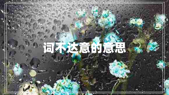 詞不達(dá)意的意思 詞不達(dá)意的意思