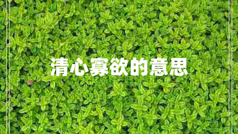 清心寡欲的意思 清心寡欲的意思