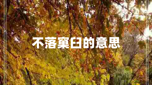 不落窠臼的意思 不落窠臼的意思