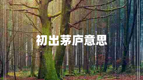 初出茅廬意思