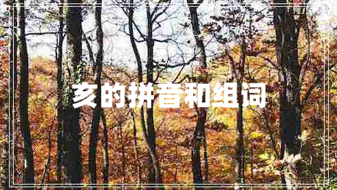 亥的拼音和組詞 亥的拼音和組詞