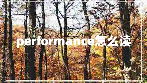 performance怎么讀