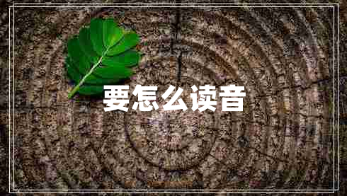 要怎么讀音