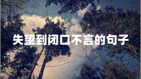 失望到閉口不言的句子 失望到閉口不言的句子