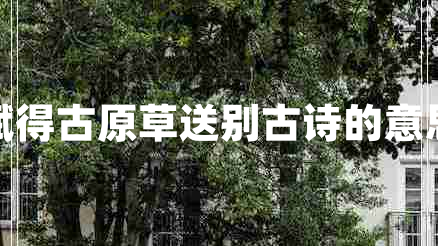 賦得古原草送別古詩的意思
