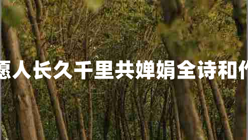 但愿人長(zhǎng)久千里共嬋娟全詩(shī)和作者