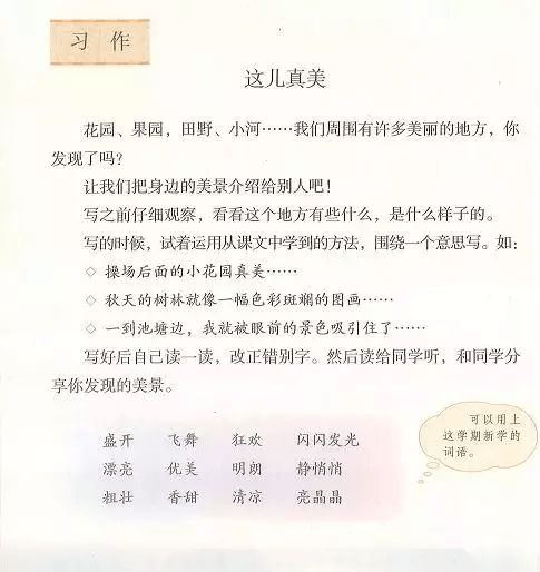 三級語文這兒真美校園作文