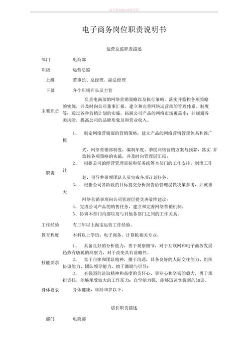 電商崗位職責(zé)