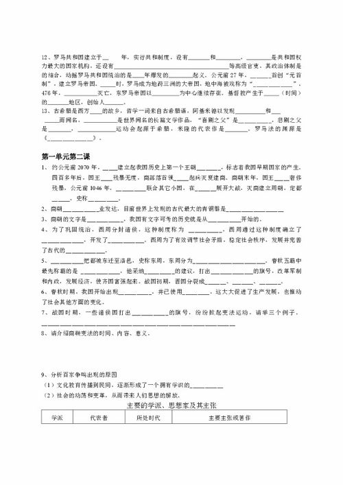 八上歷史與社會基礎知識填空答案浙教版,八上歷史與社會基礎知識填空答案2020,九上歷史與社會基礎知識填空答案