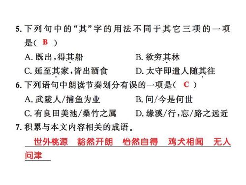 桃花源記基礎(chǔ)知識(shí)題目