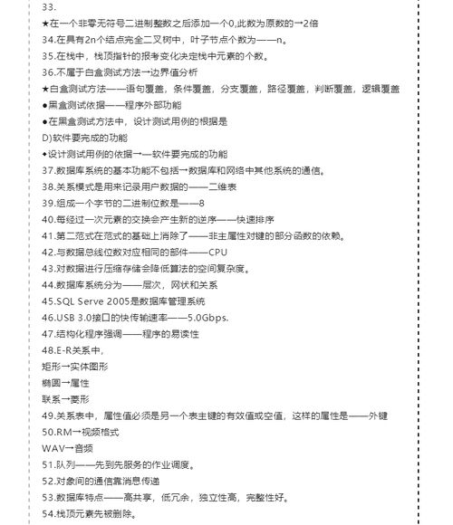 試算機(jī)二級選擇題的基礎(chǔ)知識點(diǎn)