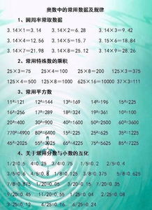 基礎知識,數(shù)學公式,小學