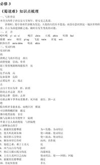 蜀道難基礎(chǔ)知識(shí)歸納